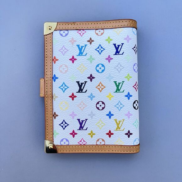 Louis Vuitton Murakami Multi-Color White Leather Agenda PM Diary Passport Holder - Picture 2 of 7